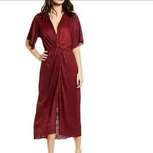 Maroon deep, high slit dress